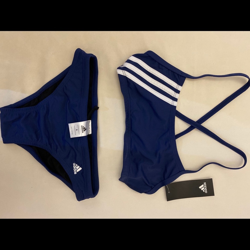 Adidas solid scoop 2 piece swimsuit - navy